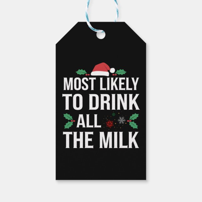 Étiquettes-cadeau Très Probable De Boire Tout Le Lait Noël Matchi (Dos)