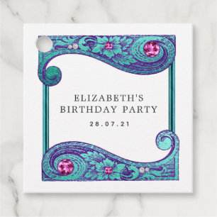 Étiquettes Cadeau Trésor de sirène turquoise et violette Ornemental