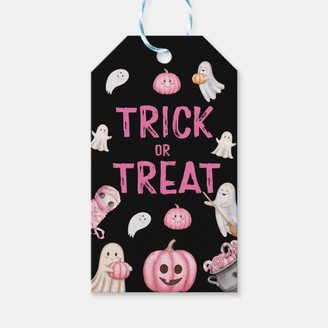 Étiquettes-cadeau Trick Or Three Halloween Ghost 3rd Birthday Party (Devant)