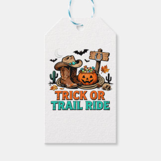 Étiquettes-cadeau Trick or Trail Ride Drôle Halloween Cheval 