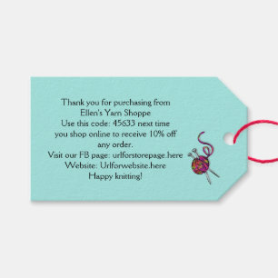 Étiquettes-cadeau Tricot Yarn Arts Shop Photo Merci Coupon