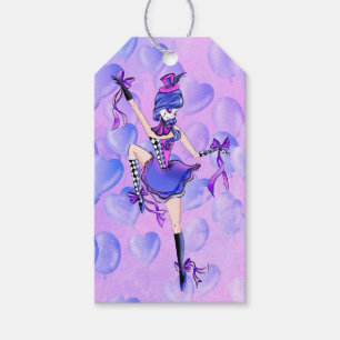 Étiquettes-cadeau Trixie le Clown - ballons bleus