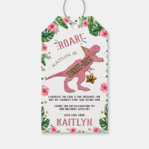 Étiquettes-cadeau Trois Rex Dinosaur 3ème anniversaire Merci Gi