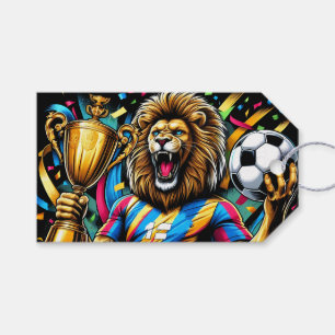 Étiquettes-cadeau Trophée de football champion de soccer Lion Victoi
