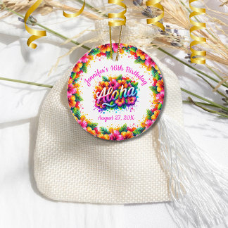 Étiquettes Cadeau Tropical Alpha Luau d'anniversaire Hawaïen