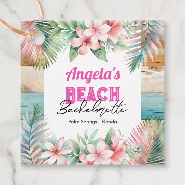 Étiquettes Cadeau Tropical Beach Bachelorette Party (Devant)