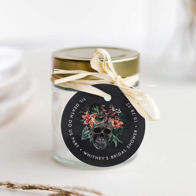 Étiquettes Cadeau Tropical Fleur Crâne Halloween Mariage Douche (Créateur téléchargé)