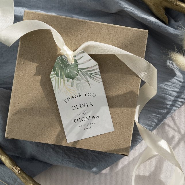 Étiquettes-cadeau Tropical Green Monstera Thank You Wedding (Créateur téléchargé)