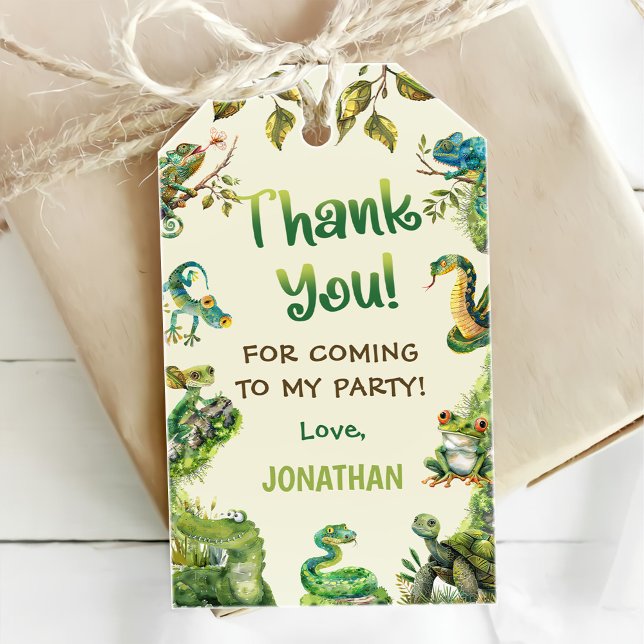 Étiquettes-cadeau Tropical Jungle Reptile Anniversaire de enfant Par (Créateur téléchargé)