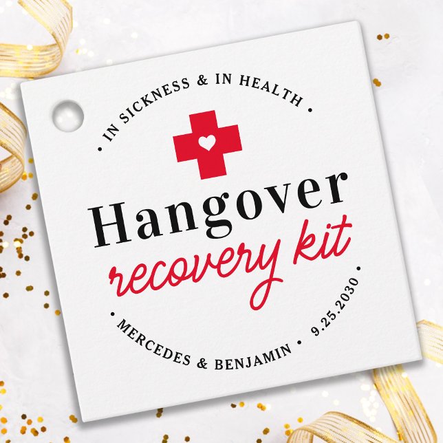Étiquettes Cadeau Trousse de récupération Hangover Soirée de mariage (Créateur téléchargé)