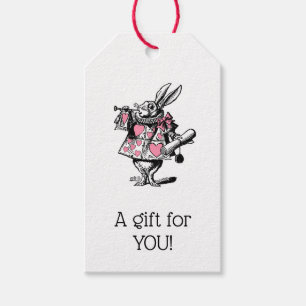 Étiquettes-cadeau Trumpeter Alice de la Cour du lapin blanc au pays