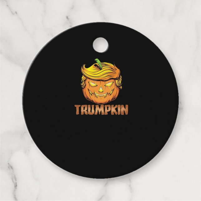 Étiquettes Cadeau Trumpkin - Citrouille d'Halloween (Devant)
