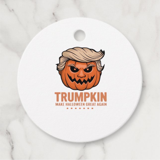 Étiquettes Cadeau Trumpkin Citrouille, Halloween classique (Devant)