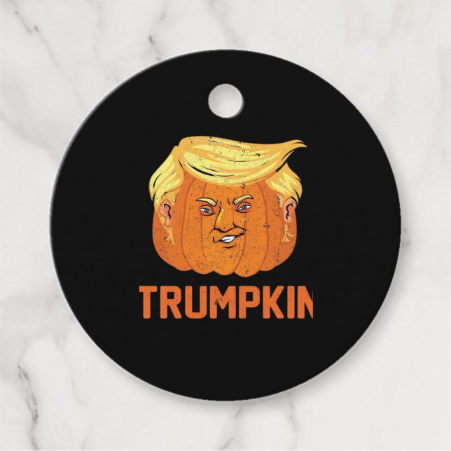 Étiquettes Cadeau Trumpkin drôle Citrouille d'Halloween (Devant)