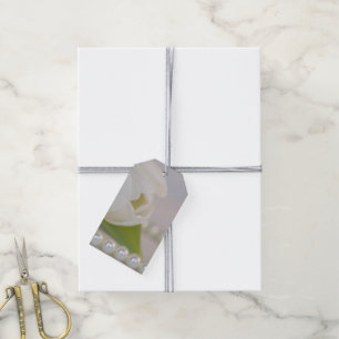 Étiquettes-cadeau Tulipe blanche et perles mariage favori Tags