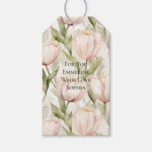 Étiquettes-cadeau Tulipes Fleurs Crème Rose Clair Jolies 