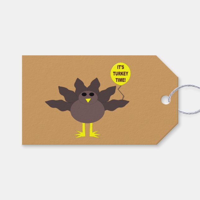 Étiquettes-cadeau Turquie Heure Thanksgiving Tags Cadeaux personnali (Devant (Horizontal))