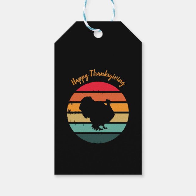Étiquettes-cadeau Turquie Oiseau Thanksgiving Distressed coucher de  (Devant)