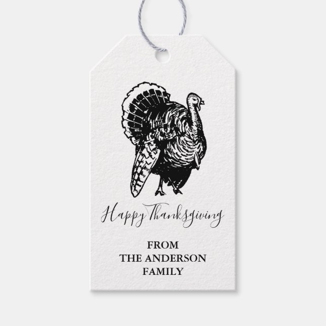 Étiquettes-cadeau Turquie sauvage Bon thanksgiving Kraft (Devant)