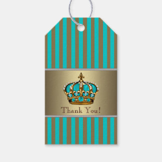 Étiquettes-cadeau Turquoise Bleu Or Prince