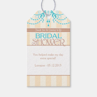 Étiquettes-cadeau Turquoise Blue Cream Fête des mariées Brown Tags