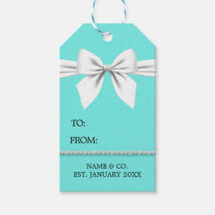 Étiquettes-cadeau Turquoise Elegant Glam Tiffany Baby shower Tags ca