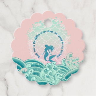 Étiquettes Cadeau Turquoise Rose Sirène Vagues de l'Océan Anniversai
