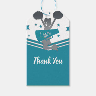 Étiquettes-cadeau Turquoise White Silver Stars Cheer Cheer Party