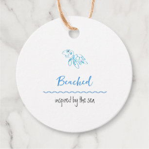 Étiquettes Cadeau Turtle Logo Plage Thème Bleu Texte Prix Hang Tag