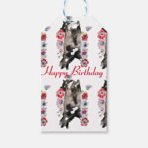 Étiquettes-cadeau Tuxedo Black White Cat Cats Funny Floral Tags cade