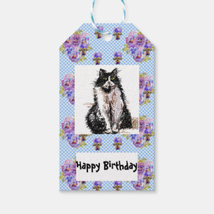 Étiquettes-cadeau Tuxedo Chat Love You Black and White Cats Girls