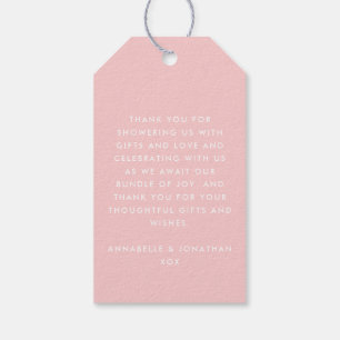 Étiquettes-cadeau twin rose girly typographie moderne design merci g
