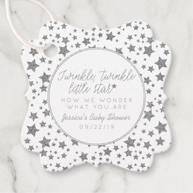 Étiquettes Cadeau Twink, Twinkle Little Star Baby shower (Devant)