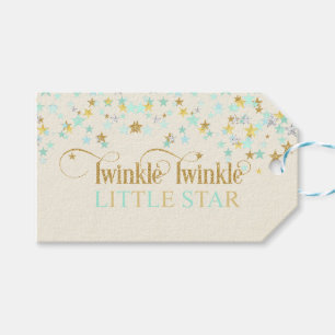 Étiquettes-cadeau Twinkle Little Star Baby shower Mint Green