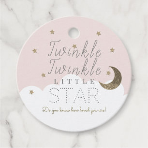 Étiquettes Cadeau Twinkle Little Star Baby shower rose Merci