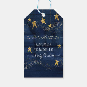 Étiquettes-cadeau Twinkle Little Star Marine Blue Gold Baby Boy Show