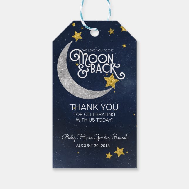Étiquettes-cadeau Twinkle Little Star Moon et Merci arrière (Devant)