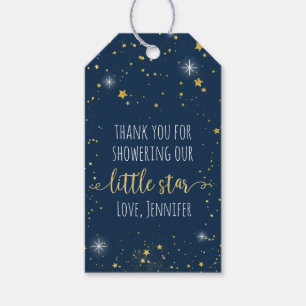Étiquettes-cadeau Twinkle Little Star Navy & Gold Baby shower