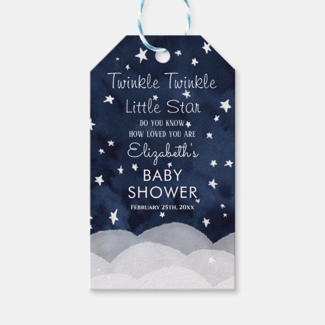 Étiquettes-cadeau Twinkle Little Star Whimsical Baby shower (Devant)