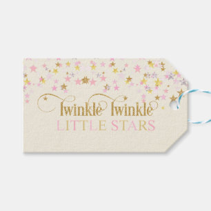 Étiquettes-cadeau Twinkle Little Stars Twins Baby shower Rose Gold