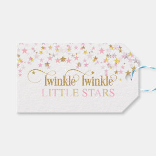 Étiquettes-cadeau Twinkle Little Stars Twins Baby shower Rose Gold