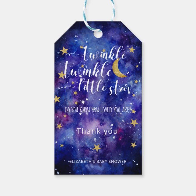 Étiquettes-cadeau Twinkle Twinkle Little Star Baby shower Galaxy (Devant)