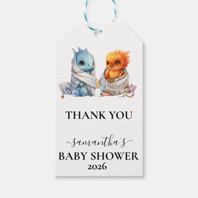 Étiquettes-cadeau Twins Phoenix Dragon Imaginaire magique (Devant)