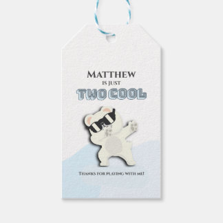 Étiquettes-cadeau Two Cool Winter Polar Bear dabbing 2nd bday