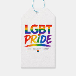 Étiquettes-cadeau Typographie arc-en-ciel de la fierté LGBT