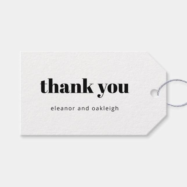 Étiquettes-cadeau Typographie audacieuse Noir et blanc Mariage moder (Devant (Horizontal))