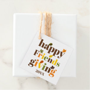 Étiquettes Cadeau Typographie colorée et chute d'Ami feuille