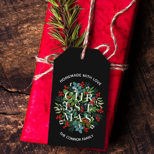 Étiquettes-cadeau Typographie de NOËL Faite Maison avec Amour