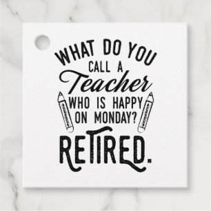 Étiquettes Cadeau Typographie de retraite de l'enseignant principal