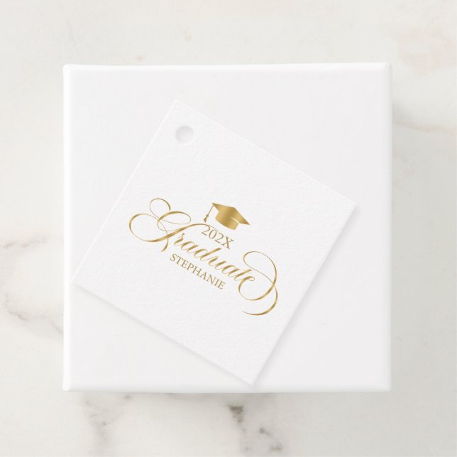 Étiquettes Cadeau Typographie de script or élégant (En situation)